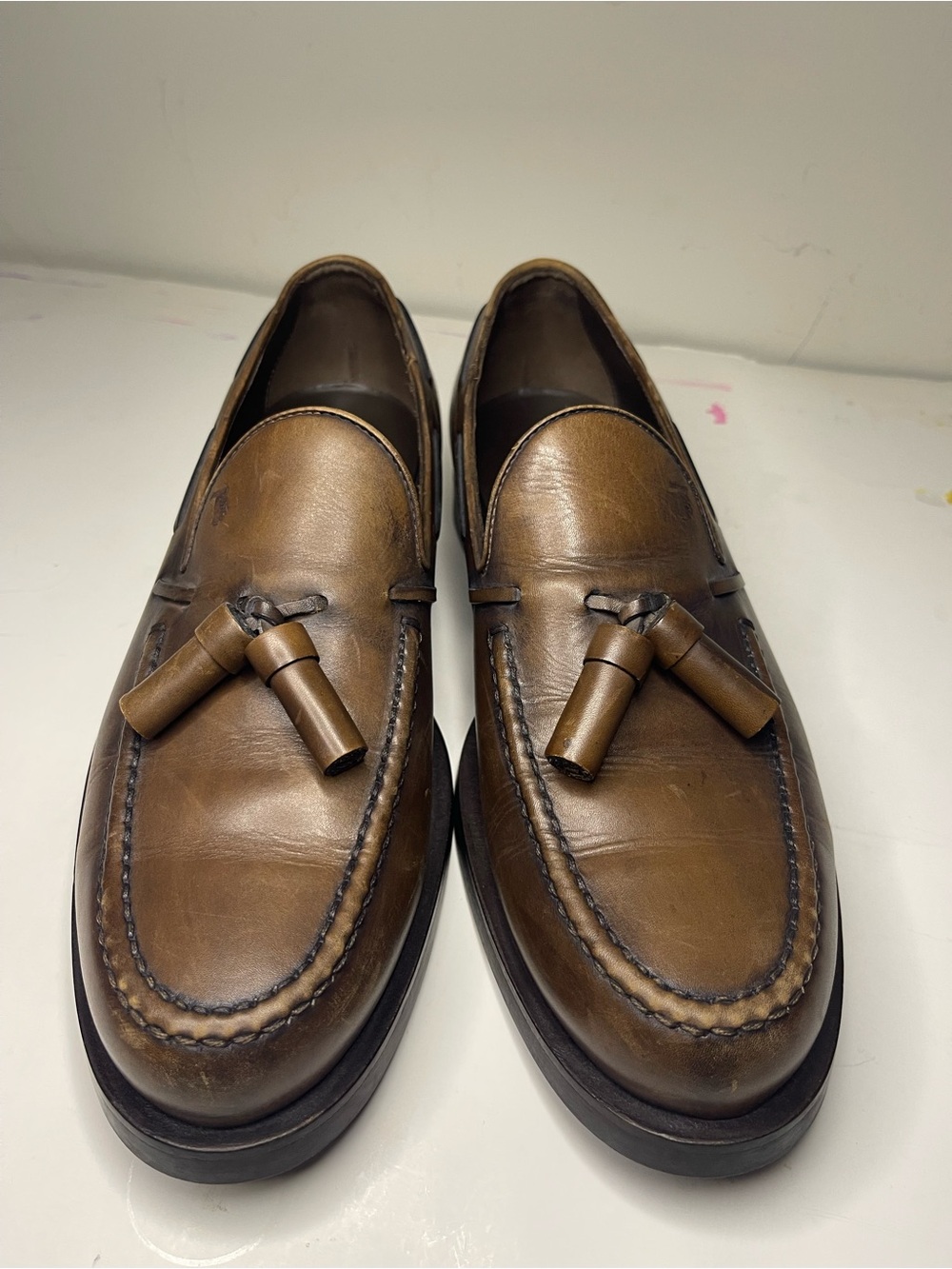 Tod's Brown Leather Tassel Loafers